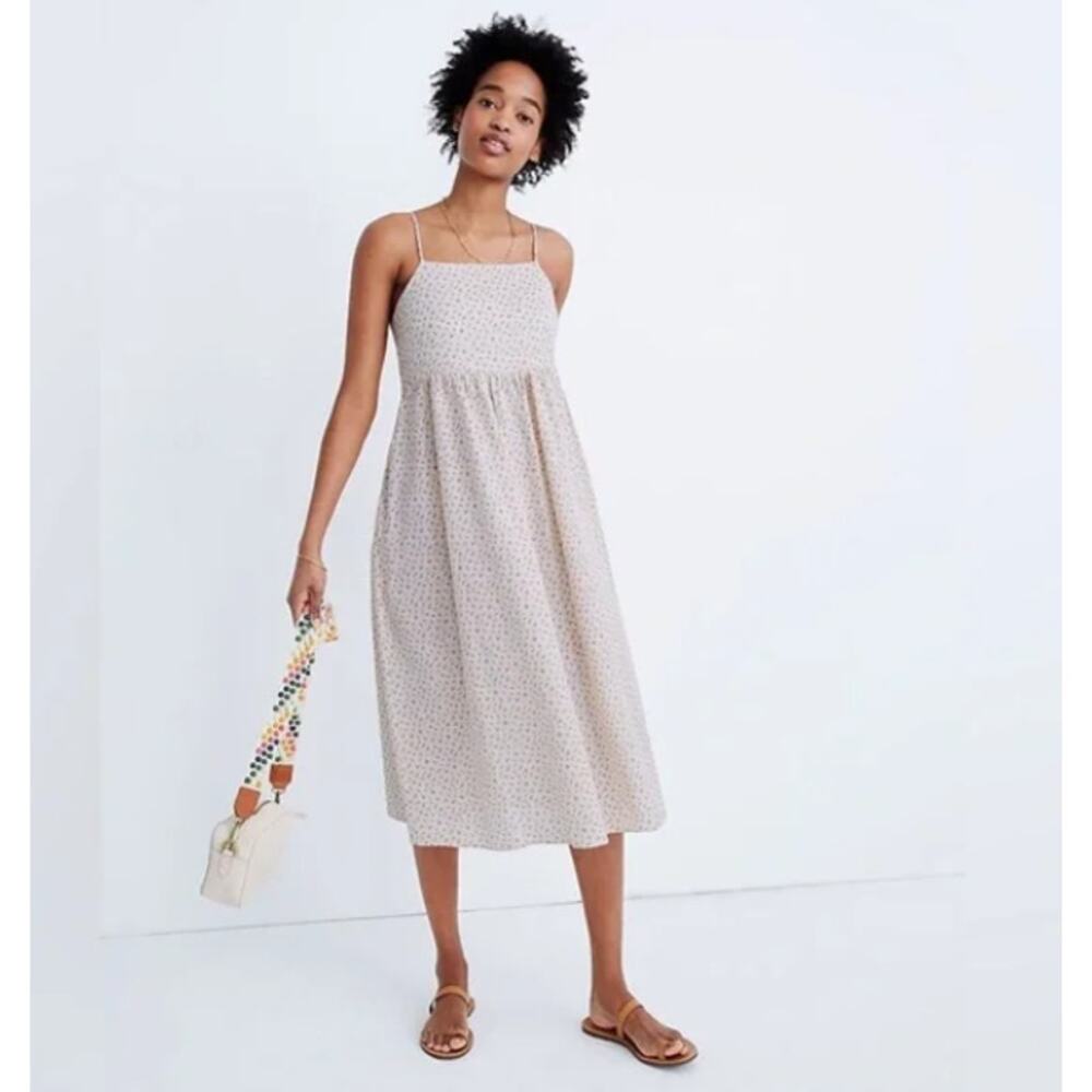 NEW! Madewell 'Cami' Tie-Strap Sundress in Bright Buds in NEON BUD LINEN (XL)